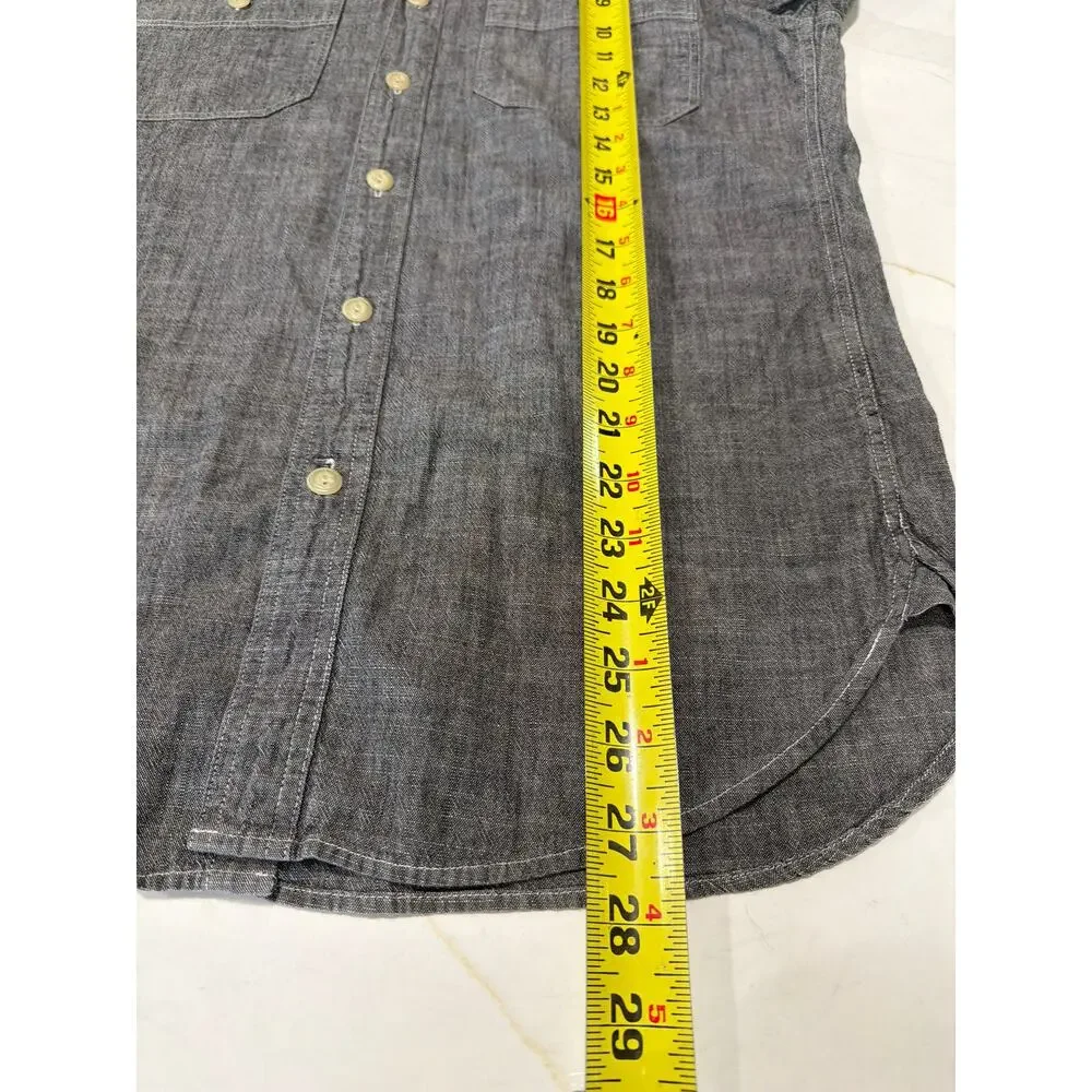 J. Crew Chambray Men's S Button Down Long Sleeve Shirt Gray 100% Cotton Work